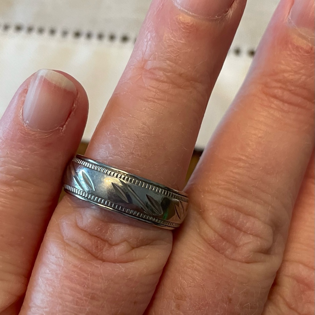Vintage Stainless Steel Wedding Band Approx Size 10